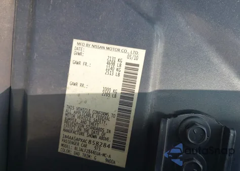 2010 Nissan Maxima 3.5 Sv z USA, uszkodzony, nr VIN 1N4AA5APXAC858284